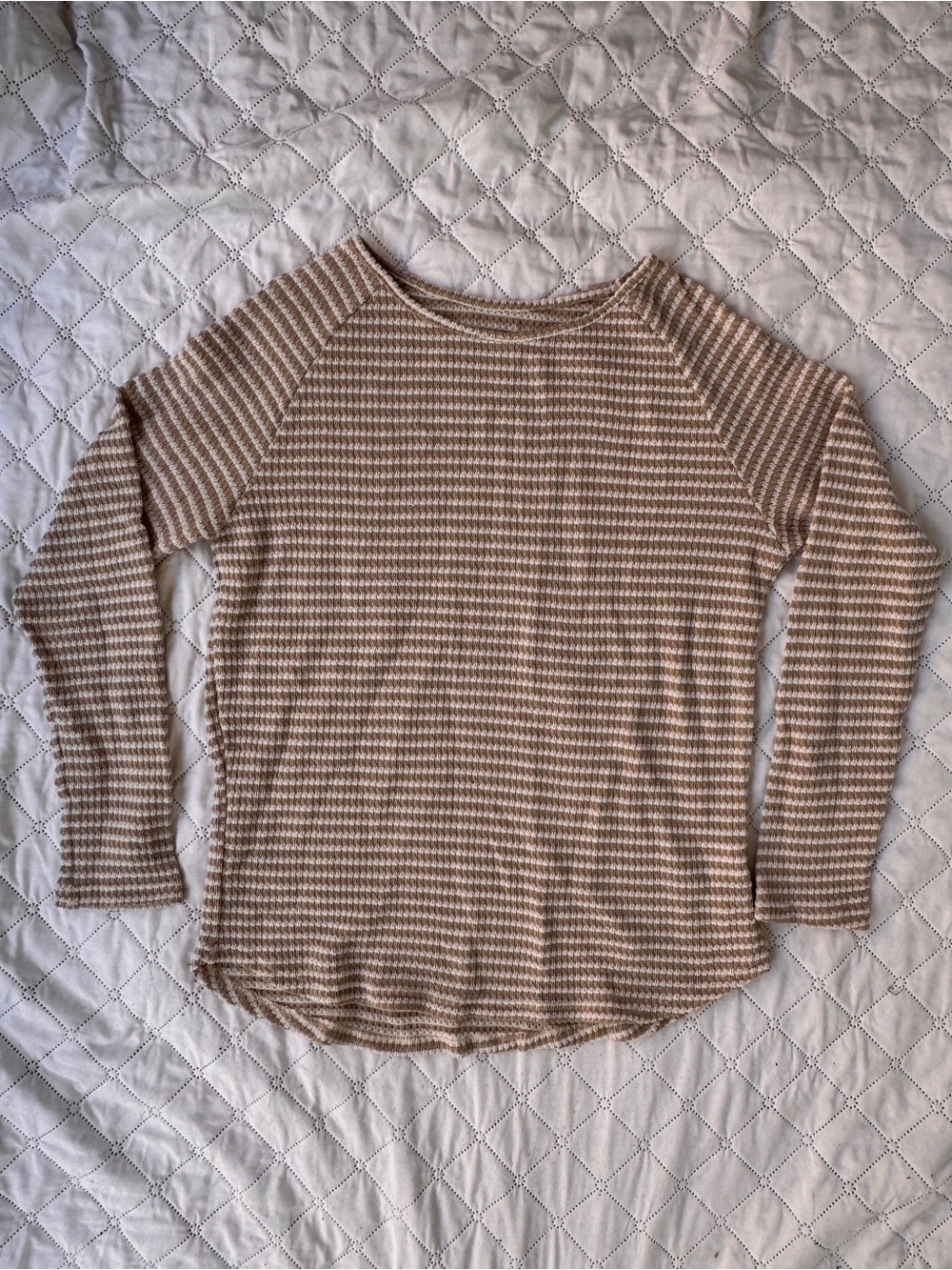 Tan & White Striped Sweatshirt